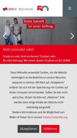 Vorschau der mobilen Webseite www.dhbw-mannheim.de, Duale Hochschule Baden-Württemberg Mannheim