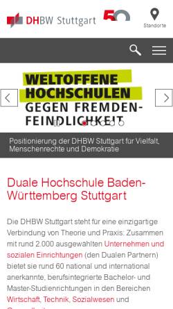 Vorschau der mobilen Webseite www.dhbw-stuttgart.de, Duale Hochschule Baden-Württemberg Stuttgart