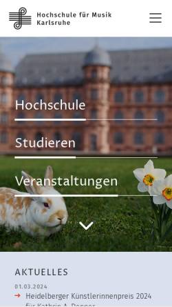 Vorschau der mobilen Webseite www.hfm-karlsruhe.de, Hochschule für Musik Karlsruhe