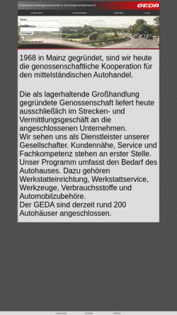 Vorschau der mobilen Webseite www.geda.coop, GEDA Großhandels-Einkaufsgenossenschaft für Automobilgewerbebetriebe eG