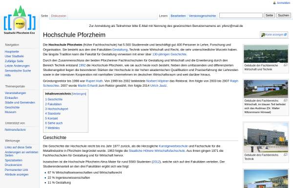 Vorschau von www.pfenz.de, Hochschule Pforzheim