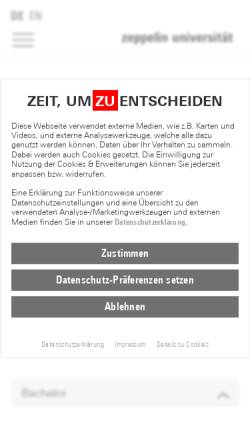 Vorschau der mobilen Webseite www.zu.de, Zeppelin Universität gemeinnützige GmbH