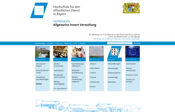 Vorschau von www.aiv.hfoed.de, Hochschule für den öffentlichen Dienst in Bayern