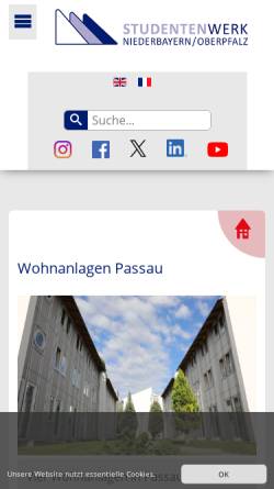 Vorschau der mobilen Webseite www.stwno.de, Wohnhanlagen Passau