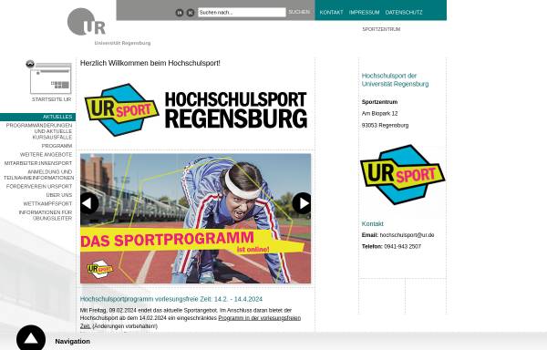 Vorschau von www.uni-regensburg.de, Hochschulsport