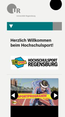 Vorschau der mobilen Webseite www.uni-regensburg.de, Hochschulsport