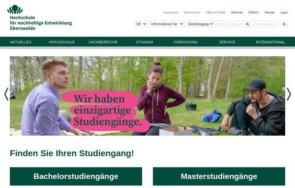 Vorschau von www.hnee.de, Hochschule für nachhaltige Entwicklung Eberswalde