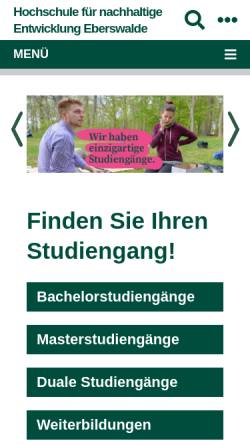 Vorschau der mobilen Webseite www.hnee.de, Hochschule für nachhaltige Entwicklung Eberswalde