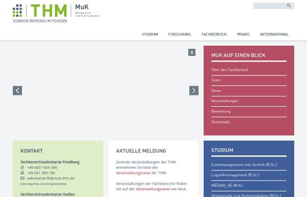 Vorschau von www.thm.de, Fachbereich Management und Kommunikation der Technischen Hochschule Mittelhessen