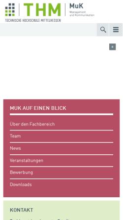 Vorschau der mobilen Webseite www.thm.de, Fachbereich Management und Kommunikation der Technischen Hochschule Mittelhessen