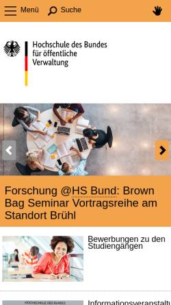 Vorschau der mobilen Webseite www.hsbund.de, Fachbereich Sozialversicherung (FBSV)