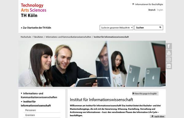 Vorschau von www.fbi.fh-koeln.de, FH Köln, Institut für Informationswissenschaft