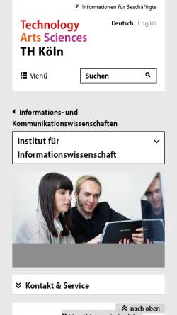 Vorschau der mobilen Webseite www.fbi.fh-koeln.de, FH Köln, Institut für Informationswissenschaft