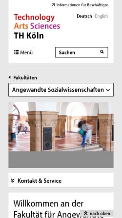 Vorschau der mobilen Webseite www.f01.fh-koeln.de, Fakultät für Angewandte Sozialwissenschaften (F01)