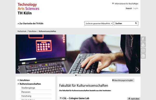 Vorschau von www.f02.fh-koeln.de, Fakultät für Kulturwissenschaften (F02)