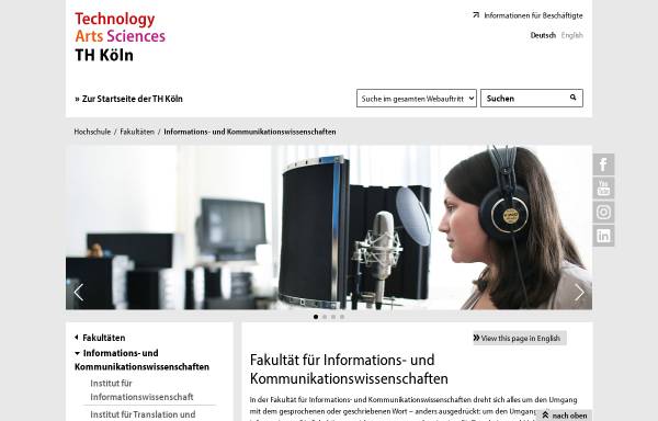 Vorschau von www.f03.fh-koeln.de, Fakultät für Informations- und Kommunikationswissenschaft (F03)