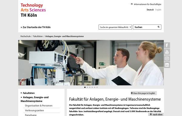 Vorschau von www.f09.fh-koeln.de, Fakultät für Anlagen, Energie- und Maschinensysteme (F09)
