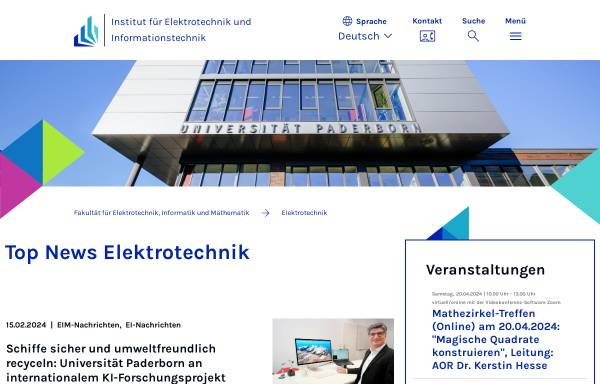 Vorschau von ei.uni-paderborn.de, Institut für Elektrotechnik und Informationstechnik