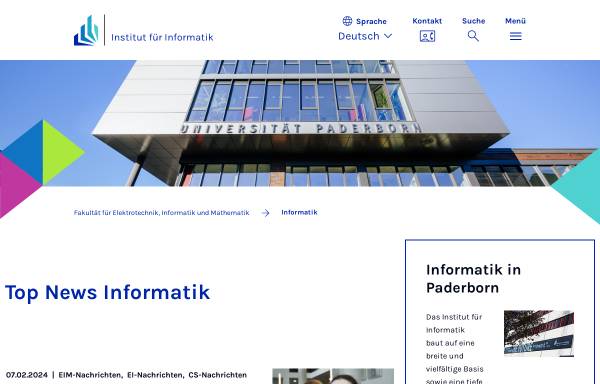 Vorschau von cs.uni-paderborn.de, Institut für Informatik