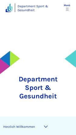 Vorschau der mobilen Webseite sug.uni-paderborn.de, Department Sport und Gesundheit
