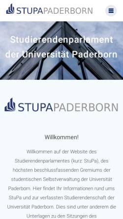 Vorschau der mobilen Webseite stupa.uni-paderborn.de, Studierendenparlament Paderborn