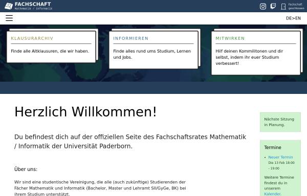 Vorschau von fsmi.uni-paderborn.de, Fachschaft Mathematik/Informatik