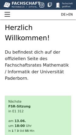 Vorschau der mobilen Webseite fsmi.uni-paderborn.de, Fachschaft Mathematik/Informatik