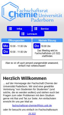 Vorschau der mobilen Webseite fs-chemie.upb.de, Fachschaft Chemie