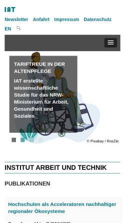 Vorschau der mobilen Webseite www.iat.eu, FH Gelsenkirchen, Institut Arbeit und Technik (IAT)