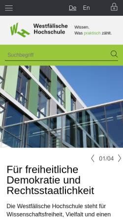 Vorschau der mobilen Webseite www.w-hs.de, Westfälische Hochschule Gelsenkirchen Bocholt Recklinghausen