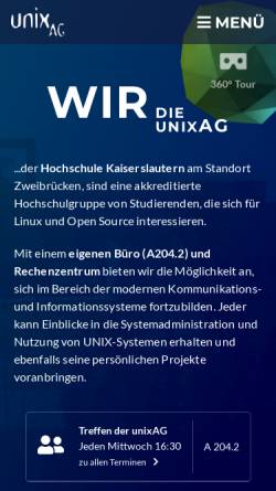 Vorschau der mobilen Webseite www.unixag.net, Unix-AG des Hochschulstandorts Zweibrücken