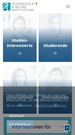 Vorschau der mobilen Webseite www.hs-koblenz.de, Hochschule Koblenz