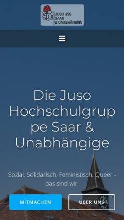 Vorschau der mobilen Webseite www.jusohsg-saar.de, Juso-Hochschulgruppe an der Universität des Saarlandes