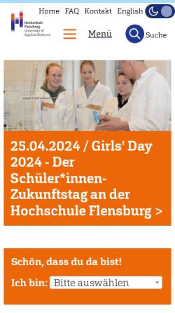 Vorschau der mobilen Webseite hs-flensburg.de, Hochschule Flensburg