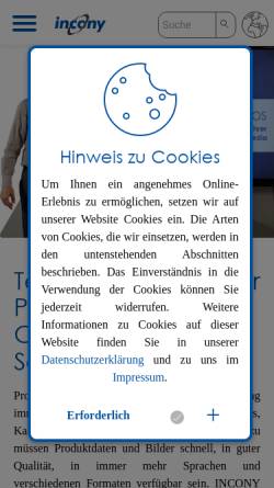 Vorschau der mobilen Webseite www.incony.de, Incony AG