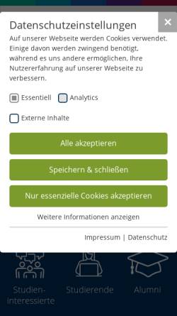 Vorschau der mobilen Webseite www.hs-schmalkalden.de, Hochschule Schmalkalden