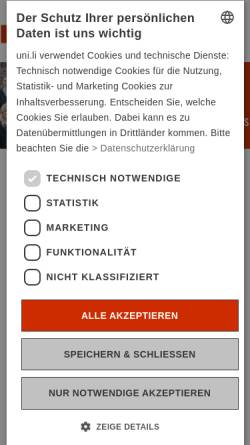 Vorschau der mobilen Webseite www.uni.li, Universität Liechtenstein