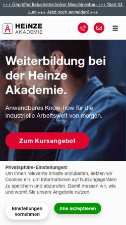 Vorschau der mobilen Webseite heinze-akademie.de, Heinze Akademie KG