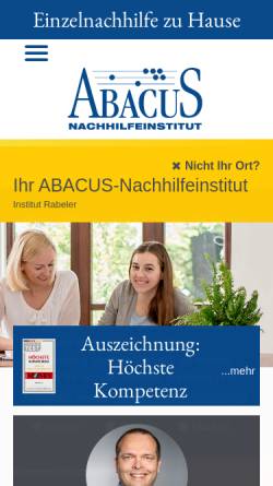 Vorschau der mobilen Webseite rabeler.abacus-nachhilfe.de, Abacus Nachhilfeinstitut - Lars Rabeler