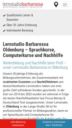 Vorschau der mobilen Webseite www.lernstudio-barbarossa.de, Lernstudio Oldenburg