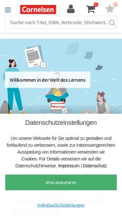 Vorschau der mobilen Webseite www.cornelsen.ch, Cornelsen Schulverlage Schweiz AG