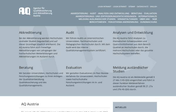 Vorschau von www.aq.ac.at, Agentur für Qualitätssicherung und Akkreditierung Austria (AQ Austria)