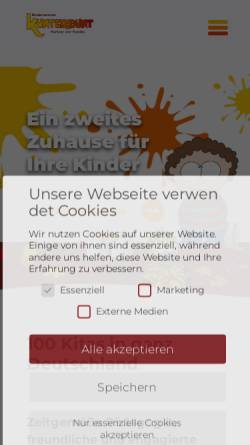 Vorschau der mobilen Webseite www.kinderzentren.de, Kinderzentren Kunterbunt Gemeinnützige GmbH