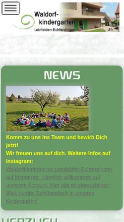 Vorschau der mobilen Webseite www.waldorfkindergarten-le.de, Waldorfkindergarten Leinfelden-Echterdingen