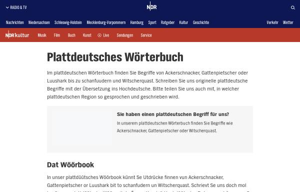 NDR Online: Plattdeutsch-Wörterbuch