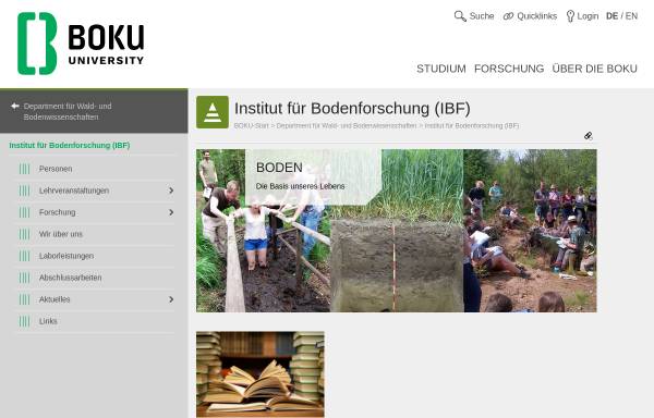 Vorschau von www.wabo.boku.ac.at, Wien - Institut für Bodenforschung an der Universität für Bodenkultur