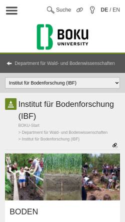 Vorschau der mobilen Webseite www.wabo.boku.ac.at, Wien - Institut für Bodenforschung an der Universität für Bodenkultur