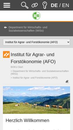 Vorschau der mobilen Webseite www.wiso.boku.ac.at, Institut für Agrar- und Forstökonomie