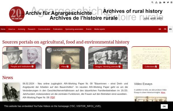 Vorschau von www.histoirerurale.ch, Archiv für Agrargeschichte