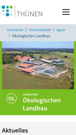 Vorschau der mobilen Webseite www.thuenen.de, Institut für ökologischen Landbau